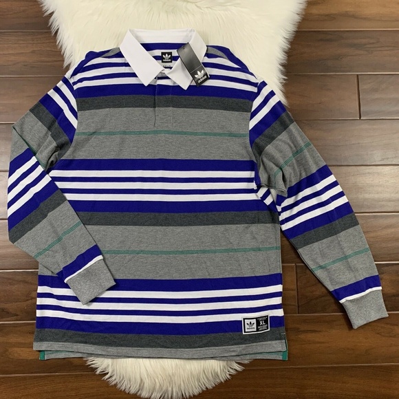 adidas Other - Adidas Stripe Long Sleeve Cleland Polo Shirt